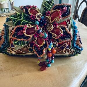 Mary Frances beaded hand bag . Stunning beadwork and hand beaded shoulder strap
